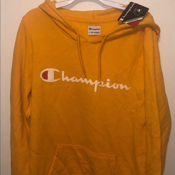 soft yellow champion hoodie